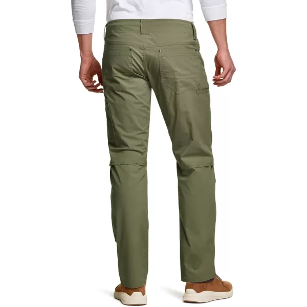 CQR Mens Vent Stretch Pants Quick Dry Lightweight Casual Cargo Pants Water Resistant StraightFit Utility Work PantsSedona Soil Green