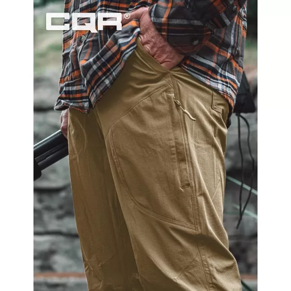 CQR Mens Vent Stretch Pants Quick Dry Lightweight Casual Cargo Pants Water Resistant StraightFit Utility Work PantsShenandoah Coyote