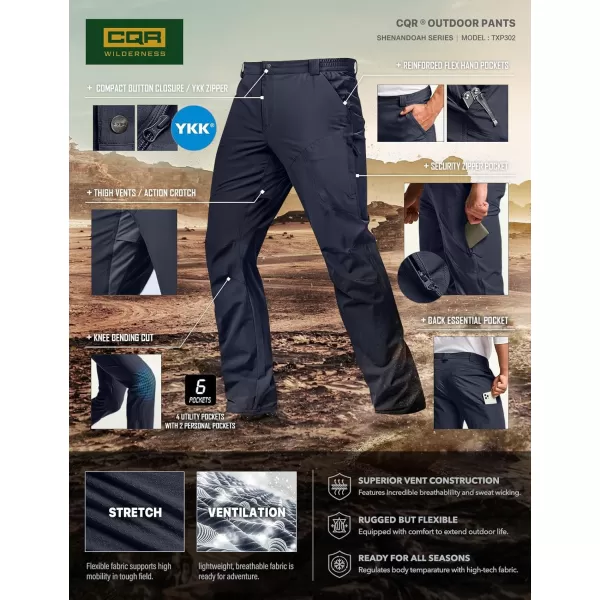 CQR Mens Vent Stretch Pants Quick Dry Lightweight Casual Cargo Pants Water Resistant StraightFit Utility Work PantsShenandoah Navy