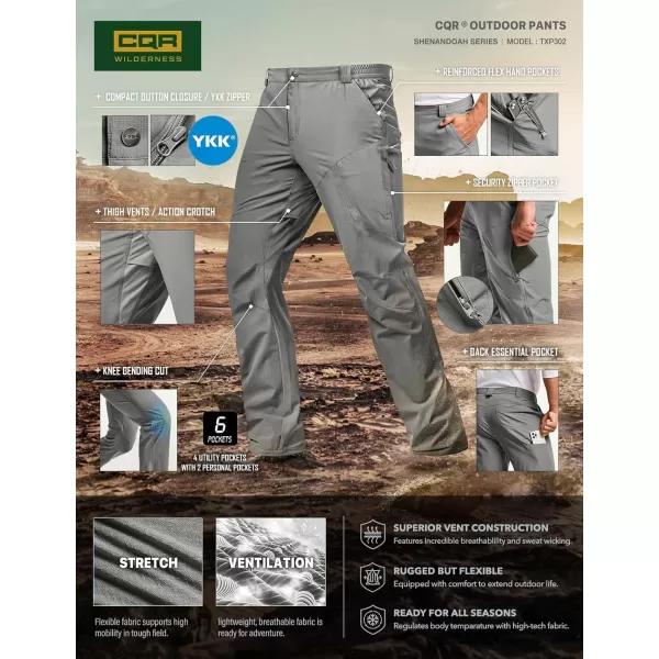 CQR Mens Vent Stretch Pants Quick Dry Lightweight Casual Cargo Pants Water Resistant StraightFit Utility Work PantsShenandoah Sage