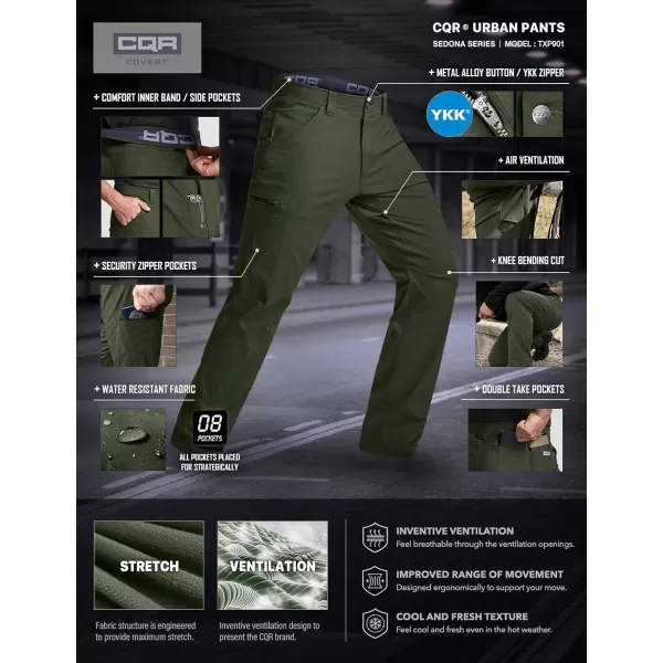 CQR Mens Vent Stretch Pants Quick Dry Lightweight Casual Cargo Pants Water Resistant StraightFit Utility Work PantsSpectre Pants Dark Spruce