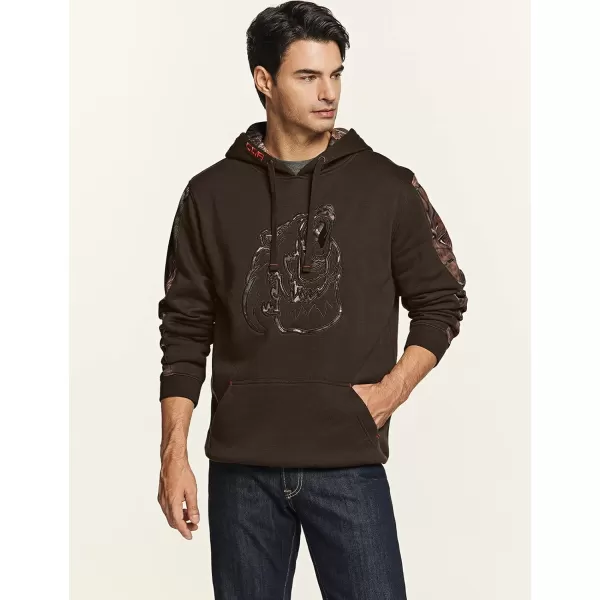 CQR Mens Winter Fleece Pullover Hoodies Thermal Long Sleeve Hooded Sweatshirt CottonBlend OutdoorTactical ShirtsFleece Camo Hoodie Brown