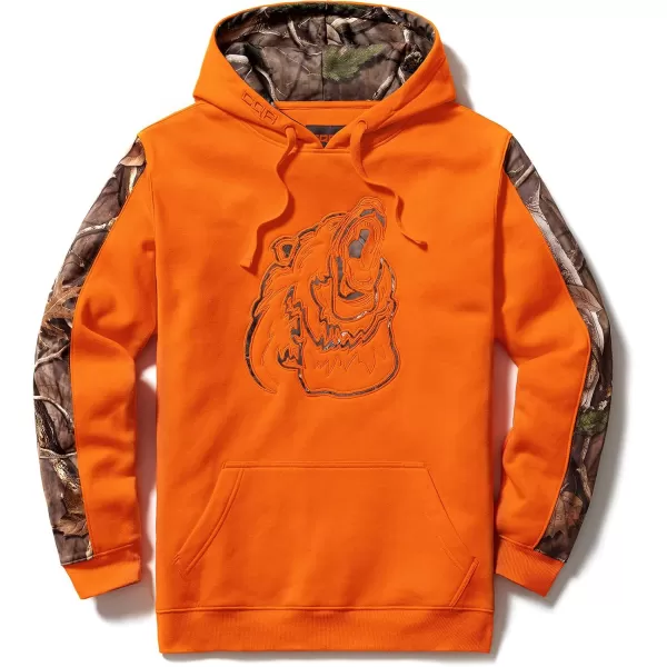 CQR Mens Winter Fleece Pullover Hoodies Thermal Long Sleeve Hooded Sweatshirt CottonBlend OutdoorTactical ShirtsFleece Camo Hoodie Orange