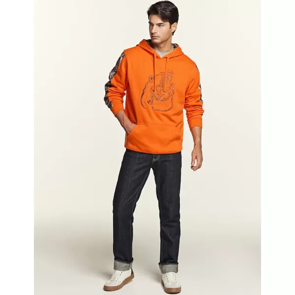 CQR Mens Winter Fleece Pullover Hoodies Thermal Long Sleeve Hooded Sweatshirt CottonBlend OutdoorTactical ShirtsFleece Camo Hoodie Orange