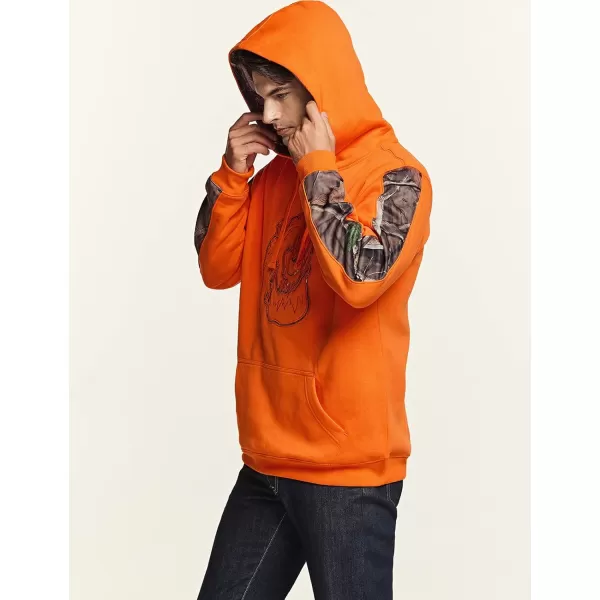 CQR Mens Winter Fleece Pullover Hoodies Thermal Long Sleeve Hooded Sweatshirt CottonBlend OutdoorTactical ShirtsFleece Camo Hoodie Orange