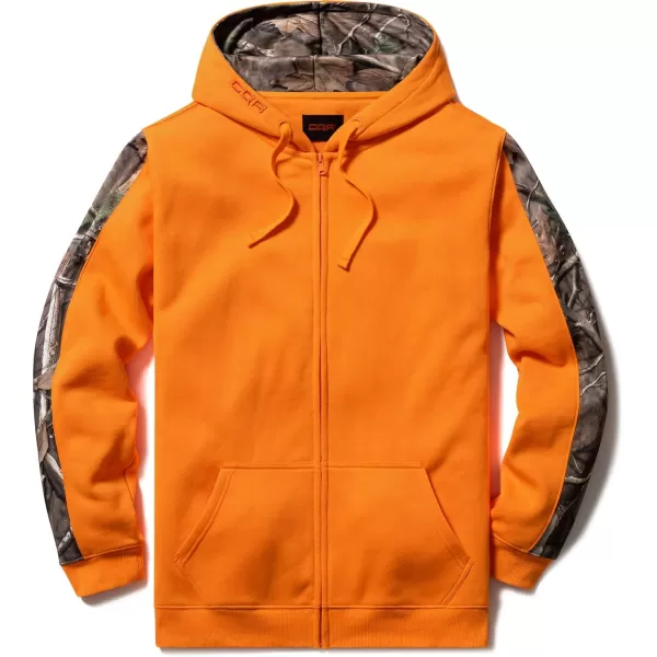 CQR Mens Winter Fleece Pullover Hoodies Thermal Long Sleeve Hooded Sweatshirt CottonBlend OutdoorTactical ShirtsFleece Fullzip Hoodie Orange