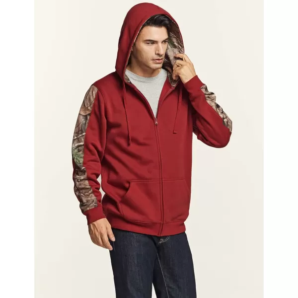 CQR Mens Winter Fleece Pullover Hoodies Thermal Long Sleeve Hooded Sweatshirt CottonBlend OutdoorTactical ShirtsFleece Fullzip Hoodie Red