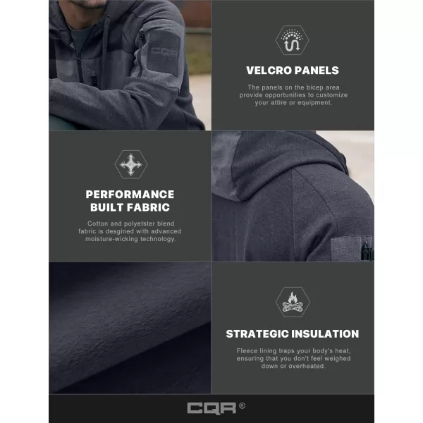 CQR Mens Winter Fleece Pullover Hoodies Thermal Long Sleeve Hooded Sweatshirt CottonBlend OutdoorTactical ShirtsFleece Ripstop Pannel Fullzip Charcoal