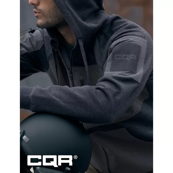 CQR Mens Winter Fleece Pullover Hoodies Thermal Long Sleeve Hooded Sweatshirt CottonBlend OutdoorTactical ShirtsFleece Ripstop Pannel Fullzip Charcoal