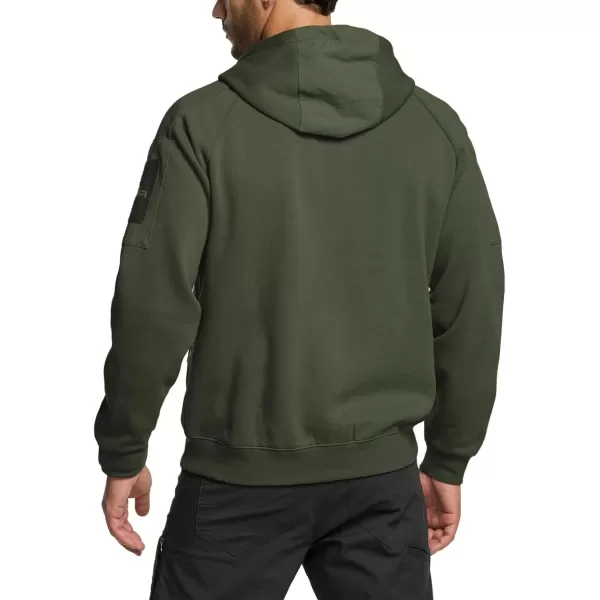 CQR Mens Winter Fleece Pullover Hoodies Thermal Long Sleeve Hooded Sweatshirt CottonBlend OutdoorTactical ShirtsFleece Ripstop Pannel Fullzip Olive