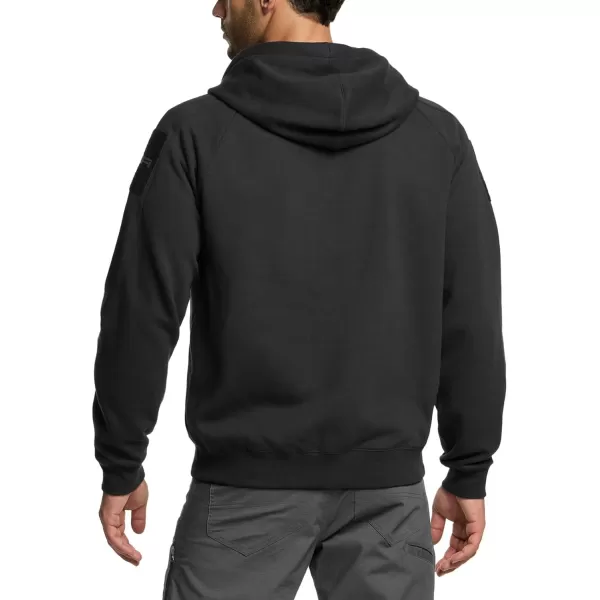 CQR Mens Winter Fleece Pullover Hoodies Thermal Long Sleeve Hooded Sweatshirt CottonBlend OutdoorTactical ShirtsFleece Tactical Fullzip Black