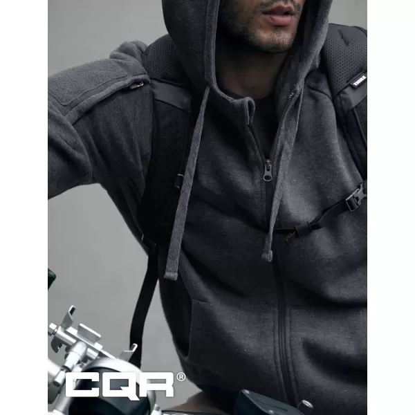 CQR Mens Winter Fleece Pullover Hoodies Thermal Long Sleeve Hooded Sweatshirt CottonBlend OutdoorTactical ShirtsFleece Tactical Fullzip Charcoal