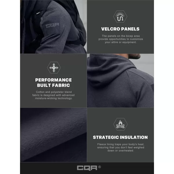 CQR Mens Winter Fleece Pullover Hoodies Thermal Long Sleeve Hooded Sweatshirt CottonBlend OutdoorTactical ShirtsFleece Tactical Fullzip Charcoal