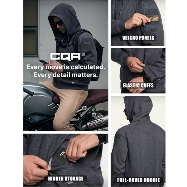 CQR Mens Winter Fleece Pullover Hoodies Thermal Long Sleeve Hooded Sweatshirt CottonBlend OutdoorTactical ShirtsFleece Tactical Fullzip Charcoal