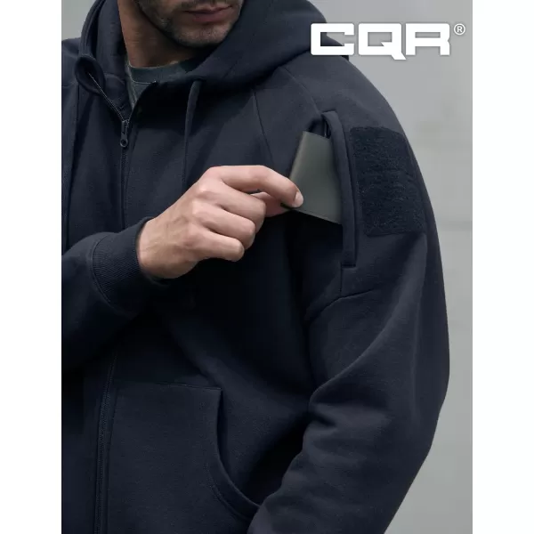 CQR Mens Winter Fleece Pullover Hoodies Thermal Long Sleeve Hooded Sweatshirt CottonBlend OutdoorTactical ShirtsFleece Tactical Fullzip Navy