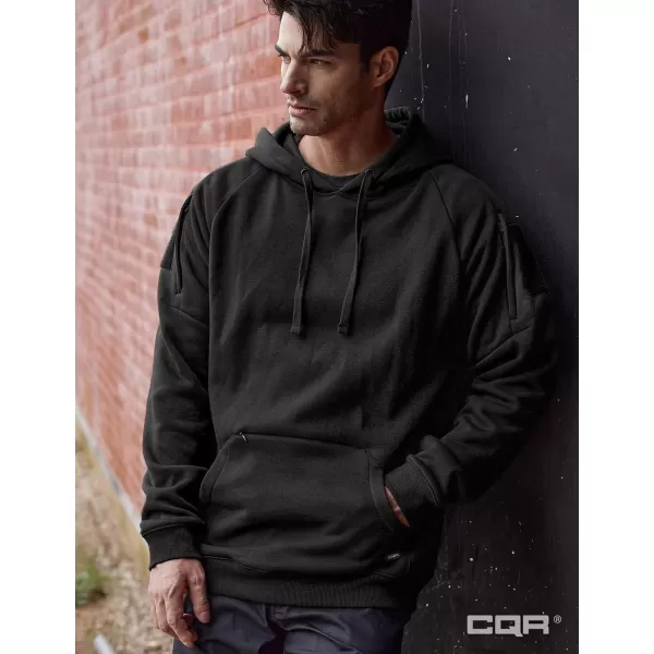 CQR Mens Winter Fleece Pullover Hoodies Thermal Long Sleeve Hooded Sweatshirt CottonBlend OutdoorTactical ShirtsFleece Tactical Hoodie Black