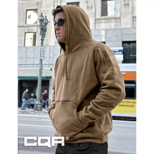 CQR Mens Winter Fleece Pullover Hoodies Thermal Long Sleeve Hooded Sweatshirt CottonBlend OutdoorTactical ShirtsFleece Tactical Hoodie Coyote