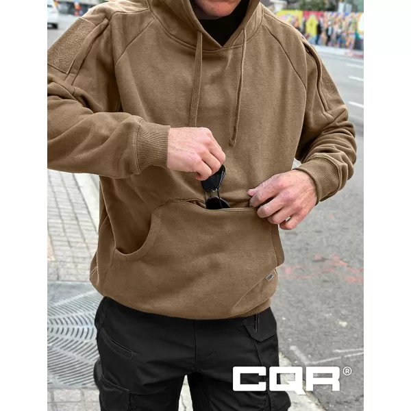 CQR Mens Winter Fleece Pullover Hoodies Thermal Long Sleeve Hooded Sweatshirt CottonBlend OutdoorTactical ShirtsFleece Tactical Hoodie Coyote