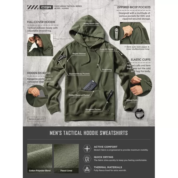 CQR Mens Winter Fleece Pullover Hoodies Thermal Long Sleeve Hooded Sweatshirt CottonBlend OutdoorTactical ShirtsFleece Tactical Hoodie Olive