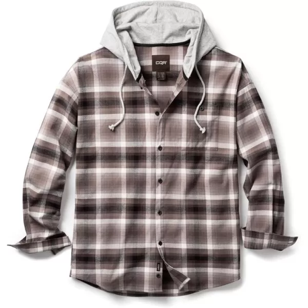 CQR Mens 100 Cotton Plaid Flannel Shirt Long Sleeve Shirt Jackets Casual Outdoor Jacket with PocketsLoose Fit Vague Brown