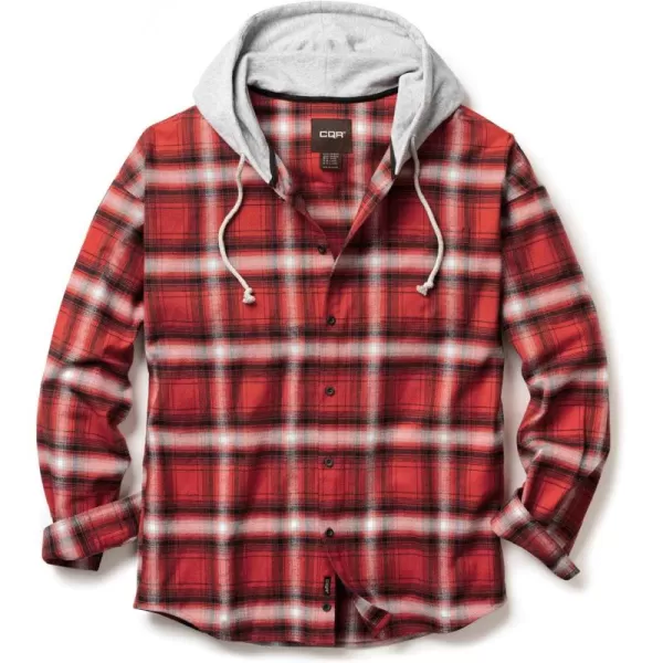 CQR Mens 100 Cotton Plaid Flannel Shirt Long Sleeve Shirt Jackets Casual Outdoor Jacket with PocketsLoose Fit Welcome Red