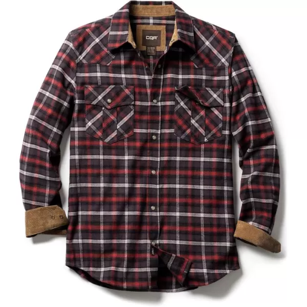 CQR Mens 100 Cotton Plaid Flannel Shirt Long Sleeve Shirt Jackets Casual Outdoor Jacket with PocketsRegular Fit Carbon Red