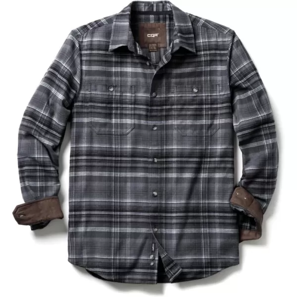 CQR Mens 100 Cotton Plaid Flannel Shirt Long Sleeve Shirt Jackets Casual Outdoor Jacket with PocketsRegular Fit Flannel Deep Fog