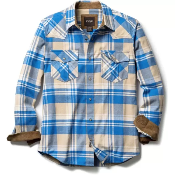 CQR Mens 100 Cotton Plaid Flannel Shirt Long Sleeve Shirt Jackets Casual Outdoor Jacket with PocketsRegular Fit Under Bridge