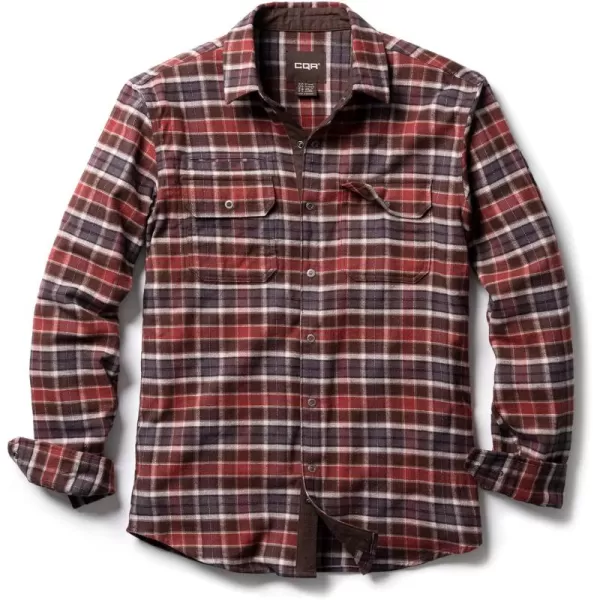 CQR Mens 100 Cotton Plaid Flannel Shirt Long Sleeve Shirt Jackets Casual Outdoor Jacket with PocketsSlim Fit Burnt Larch