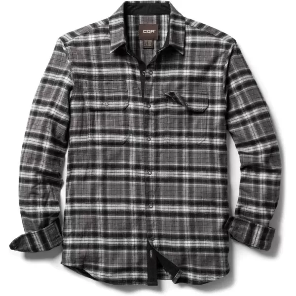 CQR Mens 100 Cotton Plaid Flannel Shirt Long Sleeve Shirt Jackets Casual Outdoor Jacket with PocketsSlim Fit Charred Land