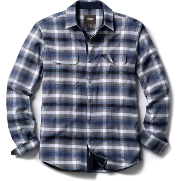 CQR Mens 100 Cotton Plaid Flannel Shirt Long Sleeve Shirt Jackets Casual Outdoor Jacket with PocketsSlim Fit Vague Blue