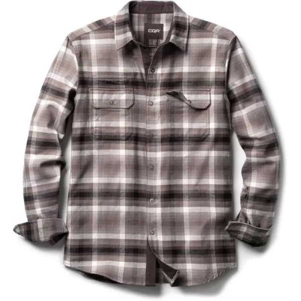 CQR Mens 100 Cotton Plaid Flannel Shirt Long Sleeve Shirt Jackets Casual Outdoor Jacket with PocketsSlim Fit Vague Brown