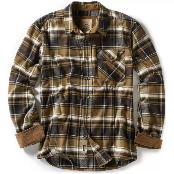 CQR Mens All Cotton Flannel Shirt Long Sleeve Casual Button Up Plaid Shirt Brushed Soft Outdoor ShirtsPlaid Aged Barrel