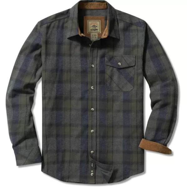 CQR Mens All Cotton Flannel Shirt Long Sleeve Casual Button Up Plaid Shirt Brushed Soft Outdoor ShirtsPlaid Amazon Grey