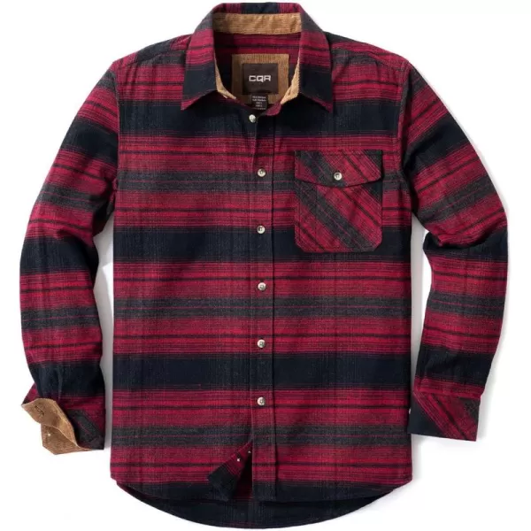 CQR Mens All Cotton Flannel Shirt Long Sleeve Casual Button Up Plaid Shirt Brushed Soft Outdoor ShirtsPlaid Bloody Moon