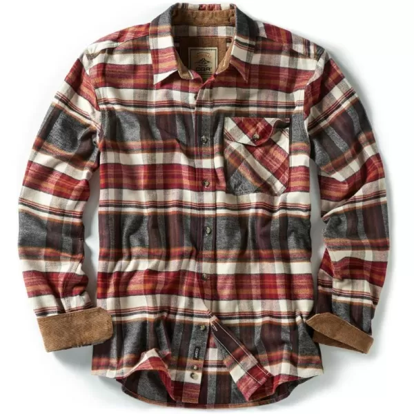 CQR Mens All Cotton Flannel Shirt Long Sleeve Casual Button Up Plaid Shirt Brushed Soft Outdoor ShirtsPlaid Folk Tale