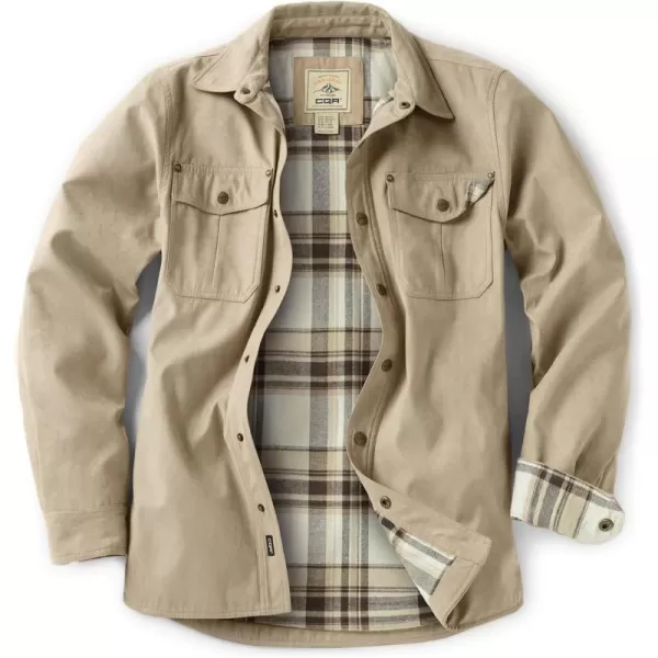 CQR Mens Flannel Lined Shirt Jackets Long Sleeved Rugged Plaid Cotton Brushed Suede Shirt JacketFlannel Lined Affogato