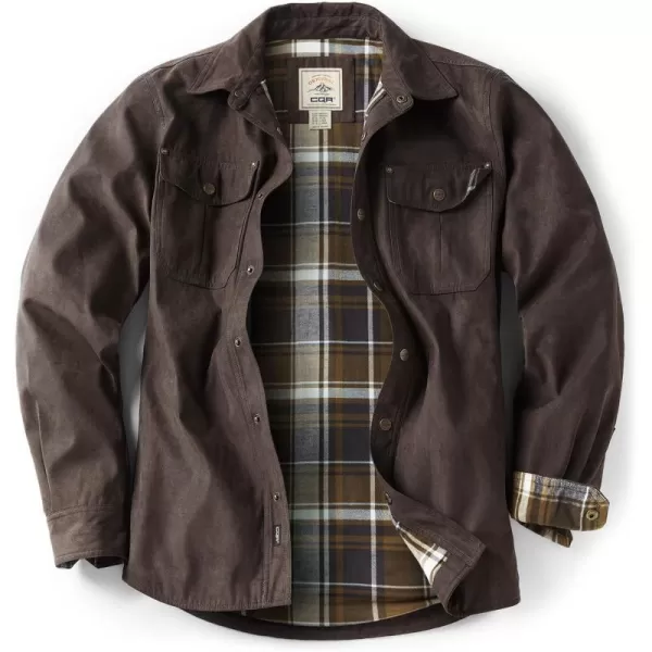 CQR Mens Flannel Lined Shirt Jackets Long Sleeved Rugged Plaid Cotton Brushed Suede Shirt JacketFlannel Lined Aged Barrel