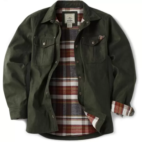 CQR Mens Flannel Lined Shirt Jackets Long Sleeved Rugged Plaid Cotton Brushed Suede Shirt JacketFlannel Lined Folk Tale