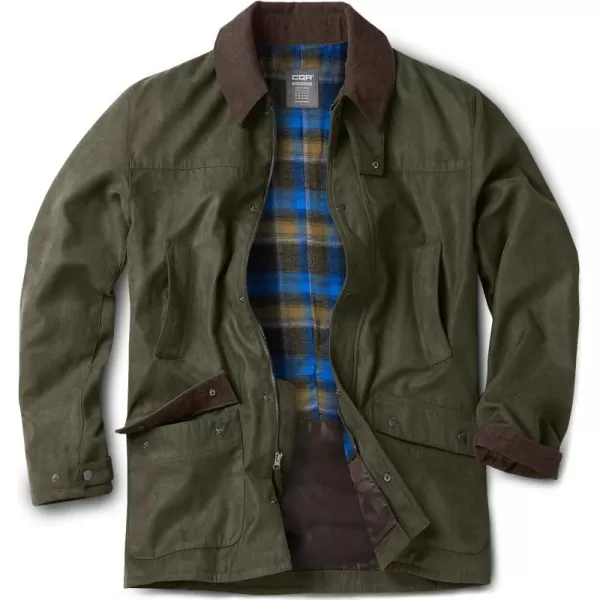 CQR Mens Flannel Lined Shirt Jackets Long Sleeved Rugged Plaid Cotton Brushed Suede Shirt JacketHuntsman Forest Oasis