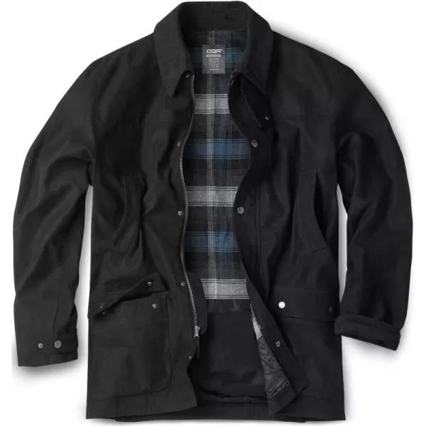 CQR Mens Flannel Lined Shirt Jackets Long Sleeved Rugged Plaid Cotton Brushed Suede Shirt JacketHuntsman Night Sky