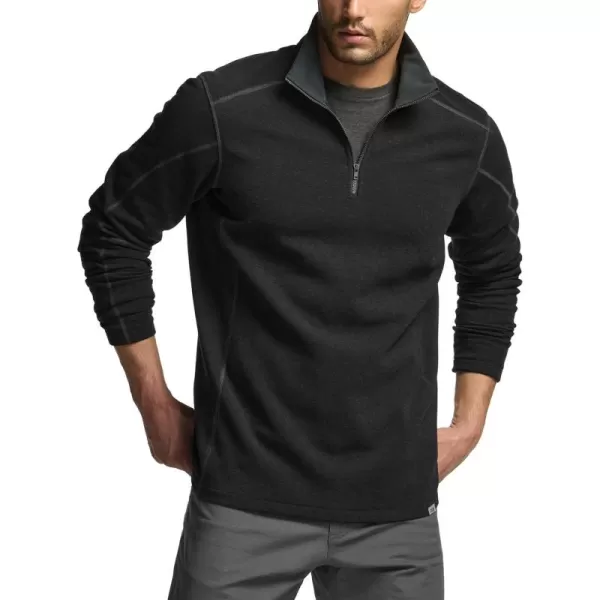 CQR Mens Thermal Fleece Half Zip Pullover Winter Outdoor Warm Sweater Lightweight Long Sleeve SweatshirtCovert Black