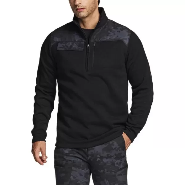 CQR Mens Thermal Fleece Half Zip Pullover Winter Outdoor Warm Sweater Lightweight Long Sleeve SweatshirtOutdoor Half Zip Sweater Utility Camo Black