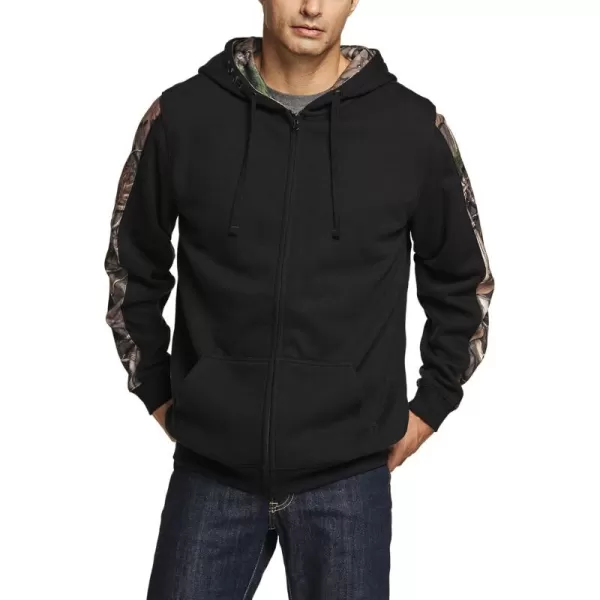 CQR Mens Winter Fleece Pullover Hoodies Thermal Long Sleeve Hooded Sweatshirt CottonBlend OutdoorTactical ShirtsFleece Fullzip Hoodie Black