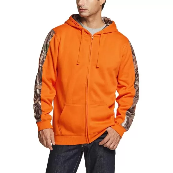 CQR Mens Winter Fleece Pullover Hoodies Thermal Long Sleeve Hooded Sweatshirt CottonBlend OutdoorTactical ShirtsFleece Fullzip Hoodie Orange