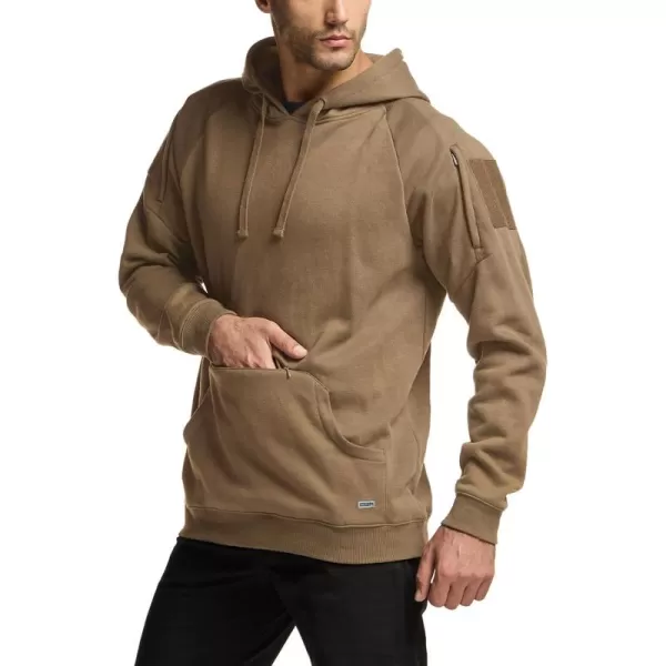 CQR Mens Winter Fleece Pullover Hoodies Thermal Long Sleeve Hooded Sweatshirt CottonBlend OutdoorTactical ShirtsFleece Tactical Hoodie Coyote