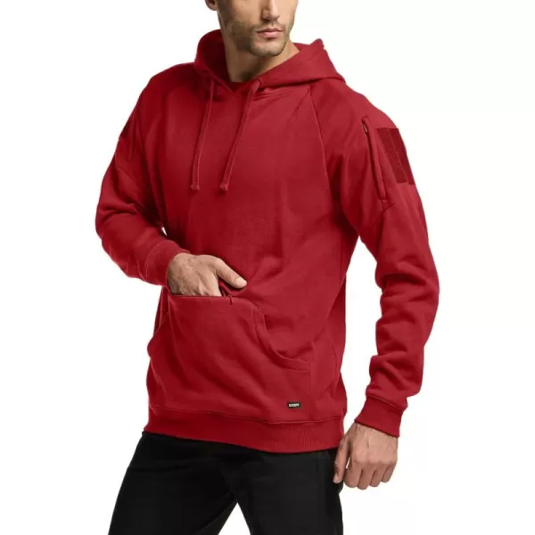 CQR Mens Winter Fleece Pullover Hoodies Thermal Long Sleeve Hooded Sweatshirt CottonBlend OutdoorTactical ShirtsFleece Tactical Hoodie Red