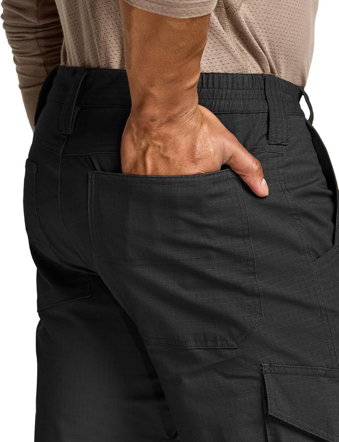 Hiwise Men's Tactical Pants – Stretch Ripstop, Water Resistant, 10 Pockets, For Work & Hiking