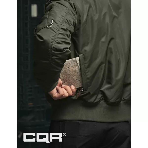 CQR Mens Casual Bomber Jacket Outdoor FallWinter ZipUp Windbreaker Water Resistant Padded MA1 Flight Jacket with PocketNavigator Army Green