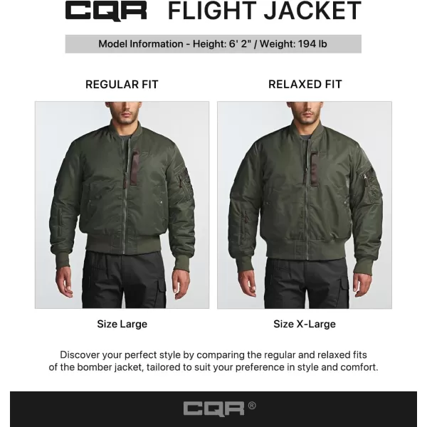 CQR Mens Casual Bomber Jacket Outdoor FallWinter ZipUp Windbreaker Water Resistant Padded MA1 Flight Jacket with PocketNavigator Army Green